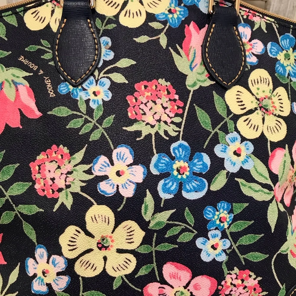 Dooney & Bourke Cottage Garden Ruby Satchel Midnight Blue